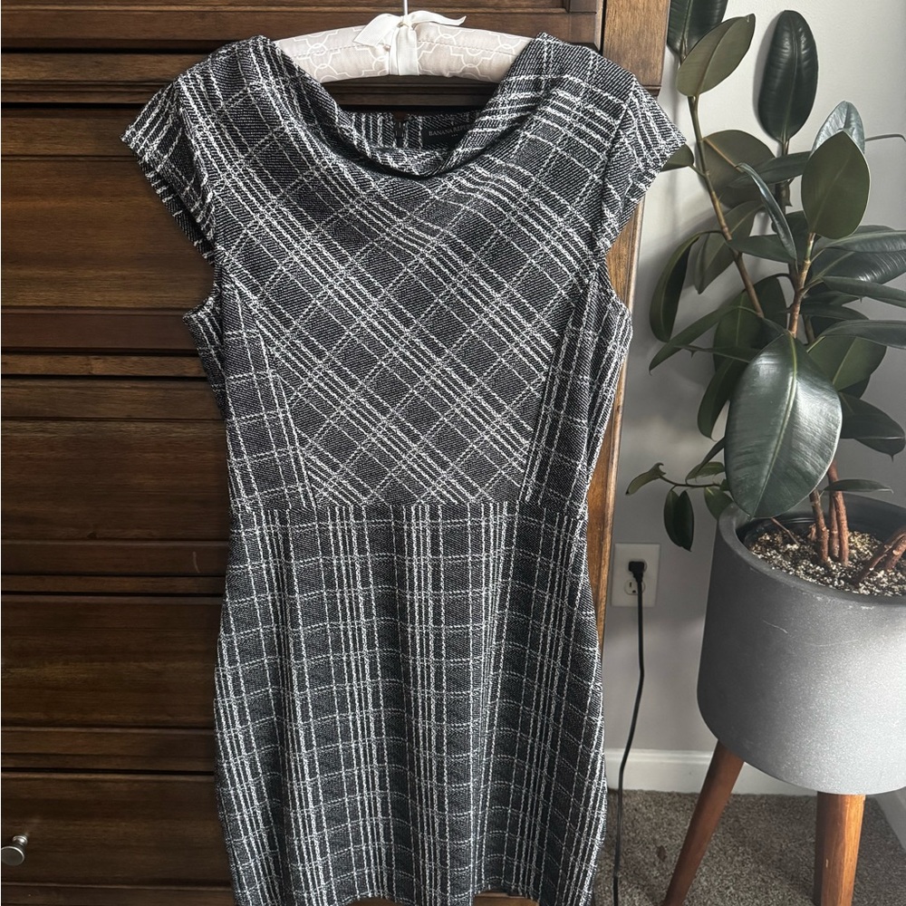 Banana Republic Black and White Checkered Mini Dress